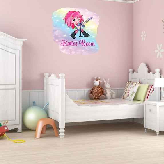 Personalized Watercolor Decal Living Room Wall Decal for Family Multicolored Sparkling Background Design Cute Custom Name Decal - Size: 30 In x 30 In