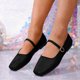 thumbnail image 4 of Zapatos Negros de Mujer Versátil Hebilla Mary Plus Tamaño Estilo Primavera / Verano Moderno Cómodo Tacón Bajo Zapatos Planos Portátiles Zapatos Negros Tacones, 4 of 9