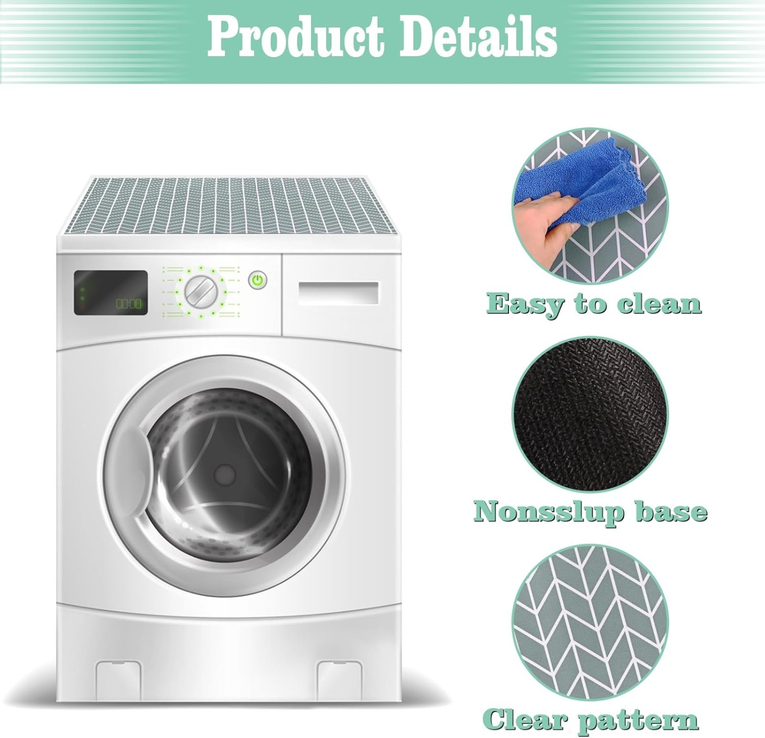 2 Pcs Washer and Dryer Covers for the Top, 19.7'' x 23.6'' Washer Dryer Top Protector Mat, Rubber Washing Machine Top Covers Non-Slip Scratch Protection Dust-Proof for Laundry Room Kitchen