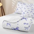 thumbnail image 4 of Erosebridal Watercolor Heart Bow Bed Spread Queen for Girls, Purple Gingham Ribbon Queen Coverlet Set, 3-Piece, 4 of 7
