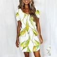thumbnail image 2 of DPTALR Robes à Manches Courtes Col en V Mi-Mollet pour Femmes, Jupes Courtes Rétro Mignonnes pour Sorties d'Été pour Filles, 2 of 4