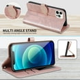thumbnail image 6 of Wallet Case Designed for Apple iPhone 12 Pro Max - 6.7 inch for Women Men,Flip Folio Cover with Tree Embossed PU Leather Kickstand Credit Card Holder Slots Magnetic Wrist Strap Phone Case, Rosegold, 6 of 10