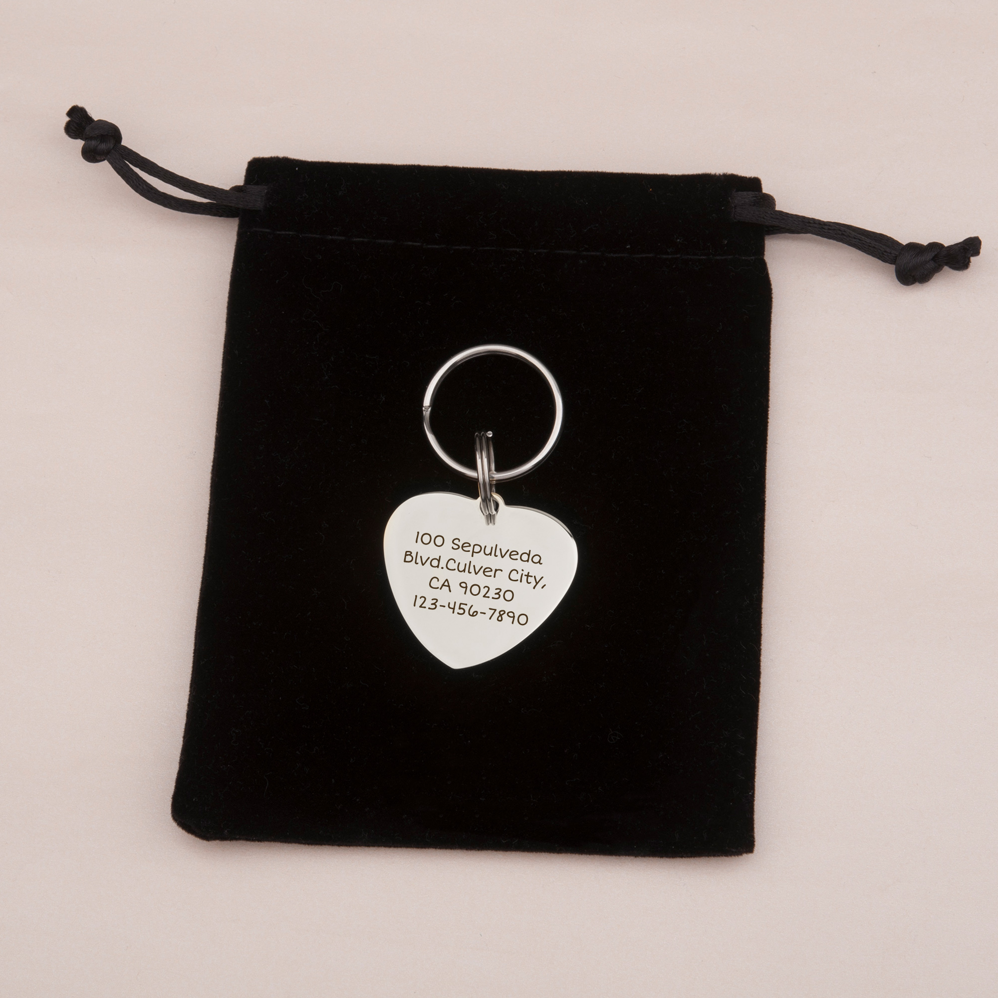 Anavia Stainless Steel Metal Heart Name - State Birthday Holiday Christmas Engraved Dog Cat ID Tag, Silver