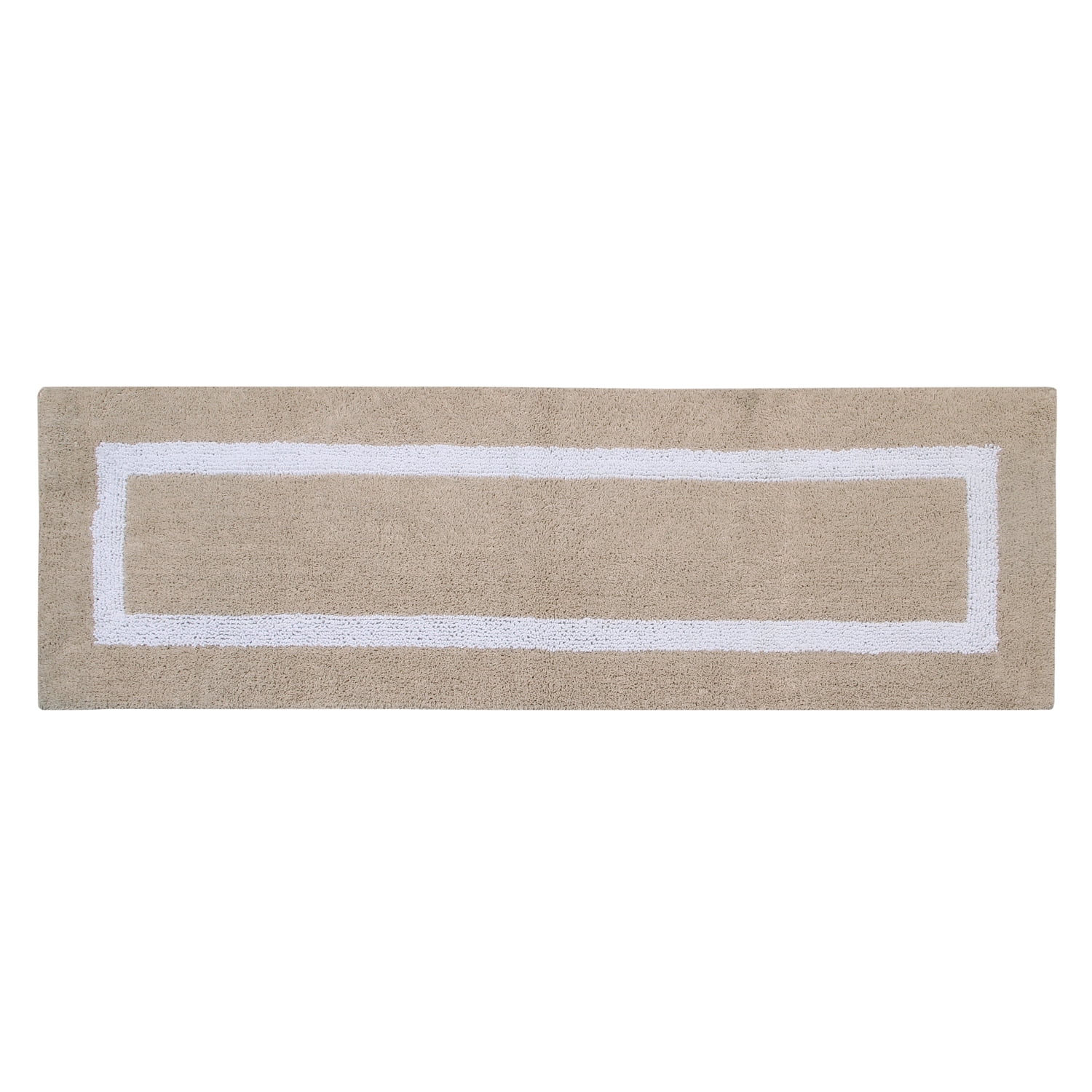 Better Trends 100% Cotton 20" x 60" Bathroom Runner Rug Extra Soft Water Absorbent Reversible Machine Washable Mat for Bathroom Floor, Laundry Room Hotel Multi Collection - Sand/White