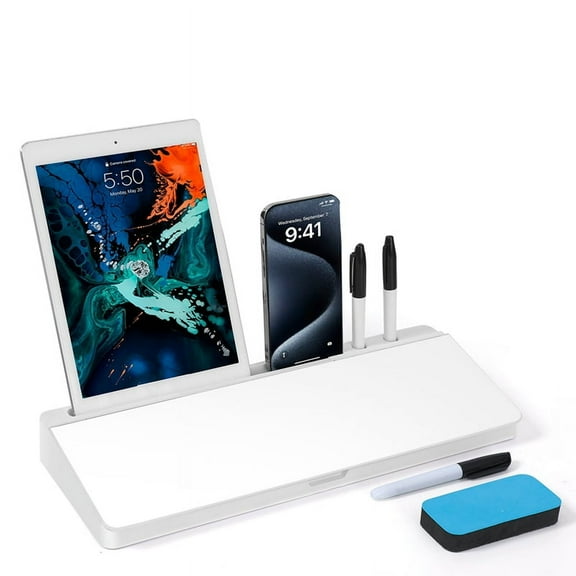 Whiteboard Weekly White Board Calendar Desk Organizers with Computer Keyboard Stand with Drawer, for Office, Home