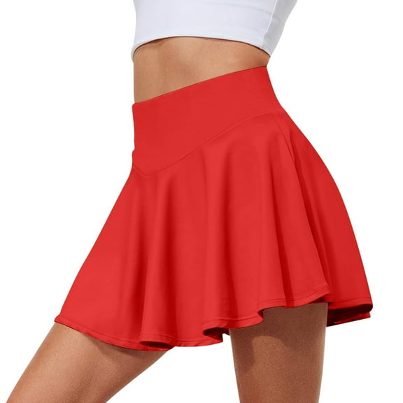Dorkasm Skirts with Pockets for Women High Waisted Golf Workout Sports Athletic Skorts Red