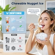 Snowyermine Nugget Ice Maker Countertop, 44 lbs per Day, Soft, Chewable Sonic-Style Pebble Ice, One-Touch Self-Cleaning, Stainless Steel, Black, for Home, Kitchen, Office, RV and Camping
