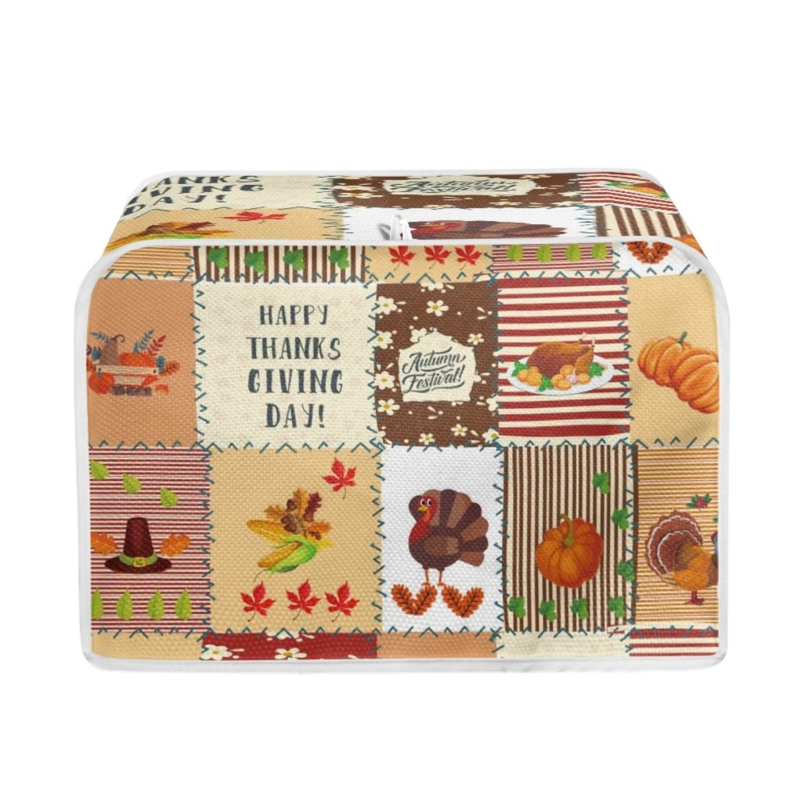 Suhoaziia Thanksgiving Toaster Cover 4 Slice Universal Fit Standard Toaster/Ovens,Easy to Clean