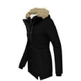 thumbnail image 4 of Lovskoo Winter Coats for Women Parka Long Sleeve Hooded Zipper Pocket Casual Jacket Black, 4 of 5