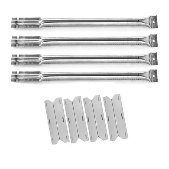 Replacement BBQ Grill Combo Kit for Models 720-0539, 730-0312, 720-0312, 720-0430 & More - Includes 4 Stainless Steel Burners and 4 Heat Plates