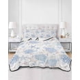 thumbnail image 2 of Quilts Twin-XL Size Bedding Set, Blue Coastal Lightweight Quilted Comforter, Summer Beach Ocean Coral Sea Turtle Starfish Soft Bedspread Coverlet with Pillow Covers for All Season, 68" x 98", 2 of 7