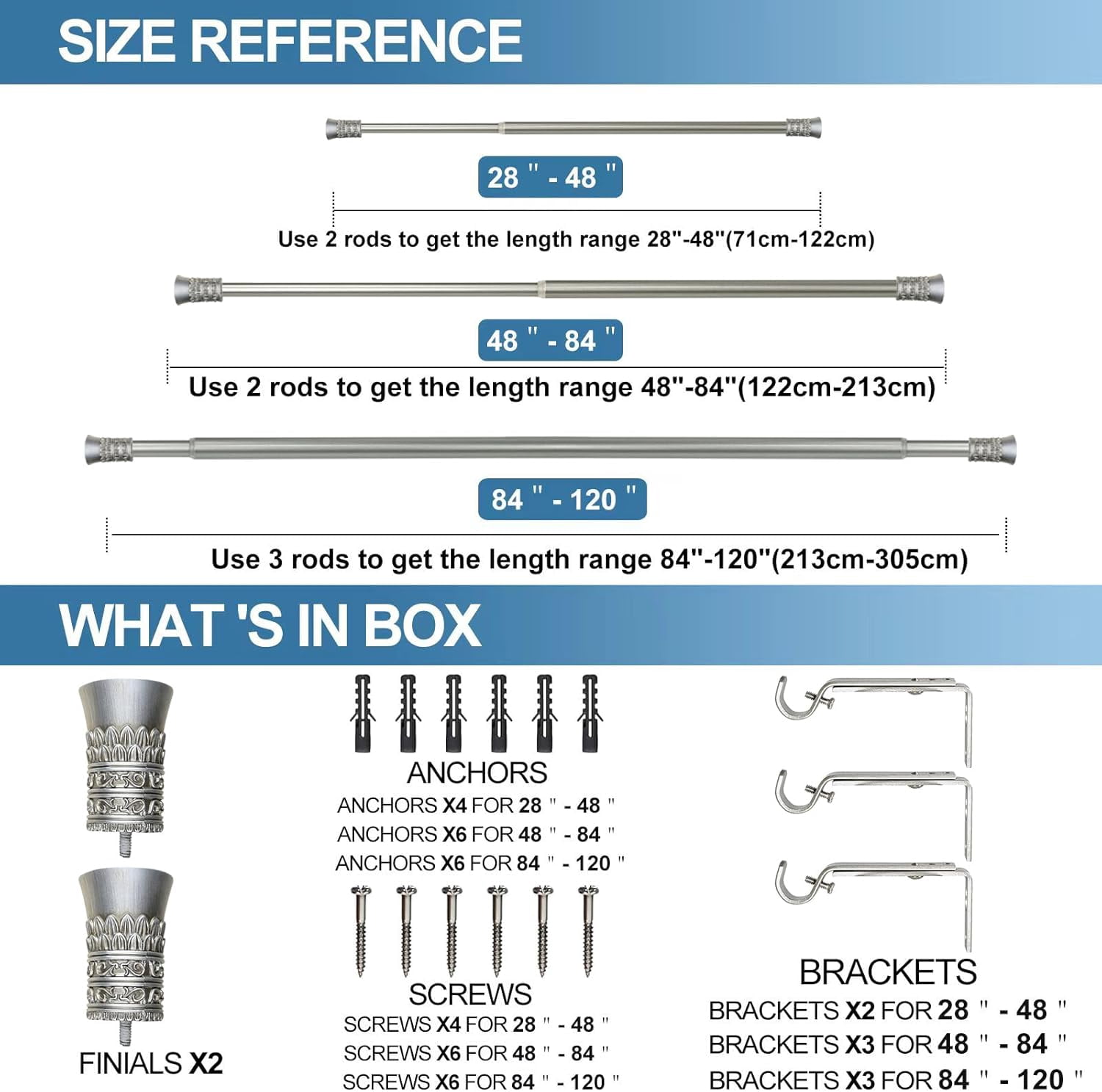 Urbanest Adjustable Single Curtain Rod Set Tribale Finials – 1 - Inch Diameter, With Pewter Rod, 84–120 Inches
