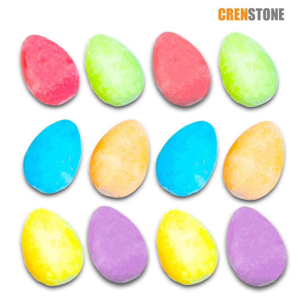 Crenstone Easter Egg Chalk and Easter Stickers Set for Kids Toddlers 12 Chalk Eggs Easter Egg Hunt Supplies Toys Spring Colors