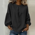 thumbnail image 2 of Women's 3/4 Sleeve Round Neck Blouse Shirt Top Loose Fit Pullover Solid Color Casual Daily Wear Business Office Vacation Fashion Essential Gift for Women | CSEONE,Navy XL, 2 of 9
