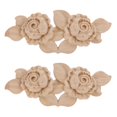 thumbnail image 1 of 2 Pcs Wooden Carving Rose Furniture Decor Delicate Wood Carved Onlay Applique Decor, 1 of 4