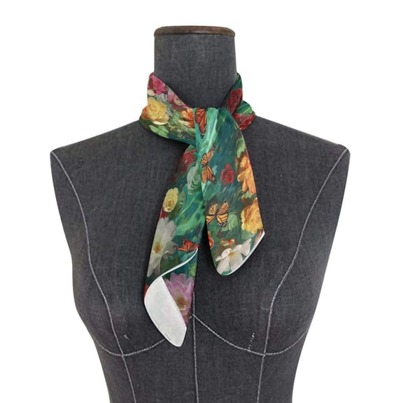 Square Scarf 24x24 Inch Beautiful Flowers Of Colors Silky Satin Sun Protection Neck Scarf for Women Multi-Purpose Head Wrap Bandana for Hair Bag Decoration