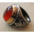 thumbnail image 3 of Red Onyx Mens Ring, Natural Red Onyx Gents Ring, December, Silver Jewelry, 925 Silver Ring, Birthday Gift, Heavy Mens Ring, Arabic Design, Ottoman Style Ring, Christmas, Turkey Mens Signet Ring, 3 of 5