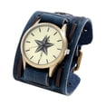 thumbnail image 2 of Reloj de pulsera con correa de cuero sintético, diseño vintage, cómodo, regalo de cumpleaños. azul, 2 of 9