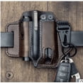 thumbnail image 2 of Multifunctional Tactical Belt Leather Holster Sheath for Multitool EDC Pocket Organizer Outdoor Camping Waist Bag with Key Holder for Tactical Pen Flashlight, 2 of 7