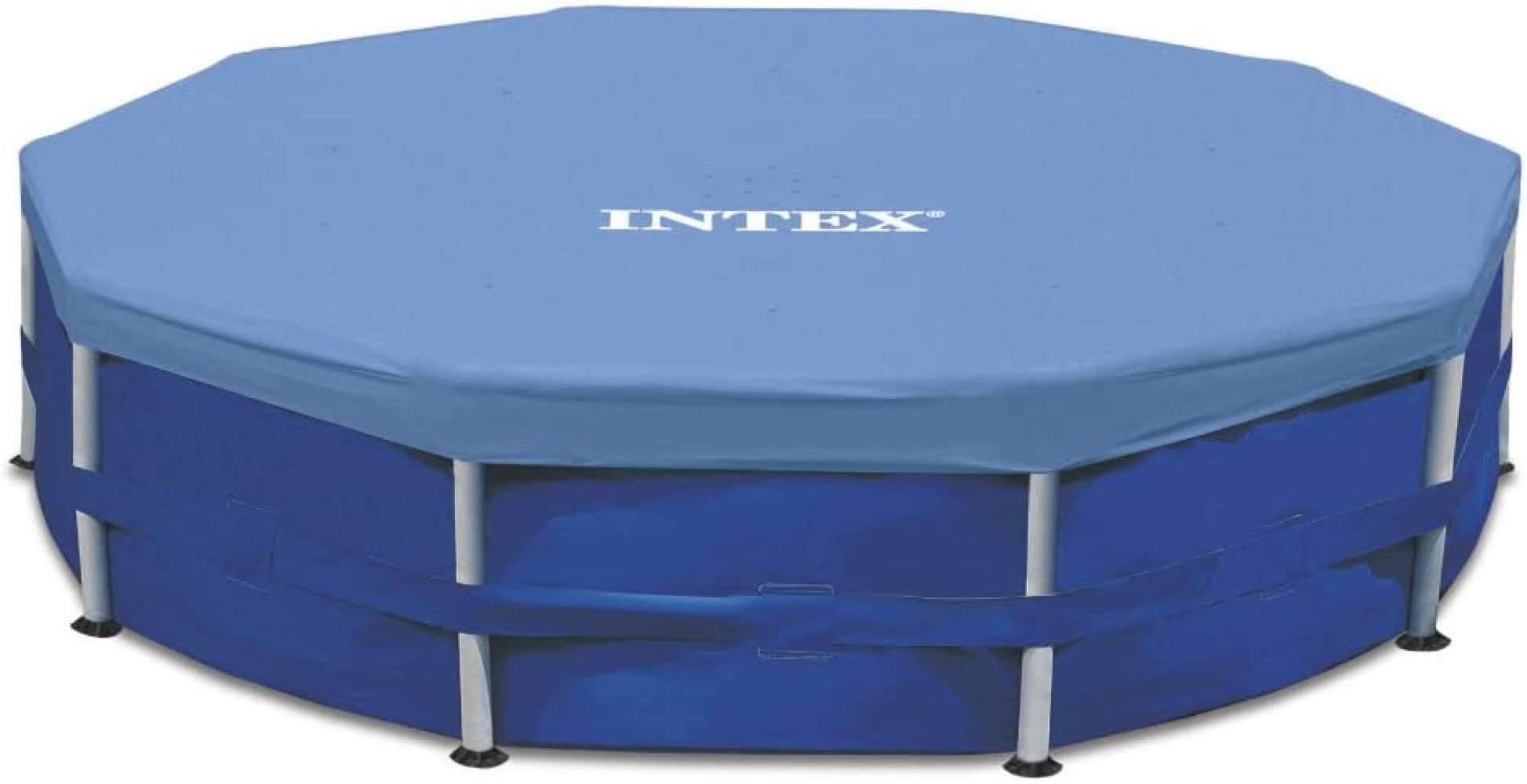 Intex Round Metal Frame Pool Cover, Blue, 15 ft