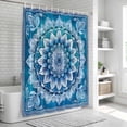 thumbnail image 6 of Blue Boho Floral Bathroom Shower Curtains with 12 Hooks Polyester Waterproof Shower Curtain for Stalls and Bathtubs Ethnic Tribal Abstract Flowers Motifs Decorative Bathroom Curtain 72x72 Inches, 6 of 8