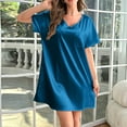 thumbnail image 2 of Ujnder Women's Nightgown Ice Silk Thin Home Service Long Sleep Dress for Ladies Casual Sleepwear Blue One Size, 2 of 4