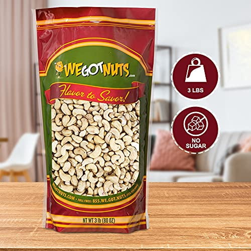 We Got NutRaw Whole Unsalted Cashews Kosher Raw Cashews 3lbs