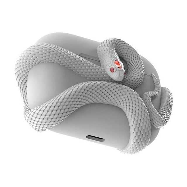 Coque de Protection en Résine en Forme de Serpent pour AirPods Pro 2 Pro et 3 avec Design Ajouré et Fonction Lumineuse