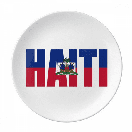 

Haiti Country Flag Name Plate Decorative Porcelain Salver Tableware Dinner Dish