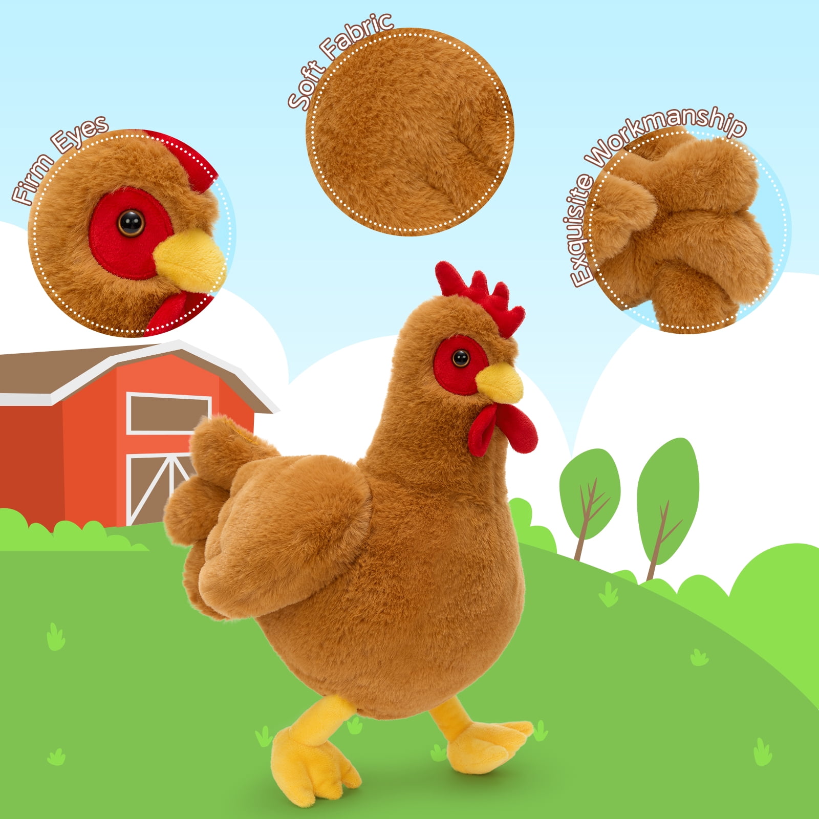 MorisMos 12'' Stuffed Easter Hen Stuffed Animals Bulk Chicken Plush Toy