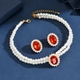 thumbnail image 4 of Sunyuer Pearl Necklace Jewelry Set Wedding Pearls Earrings Necklaces Set Bridal Crystal Jewelry for Women, 4 of 5