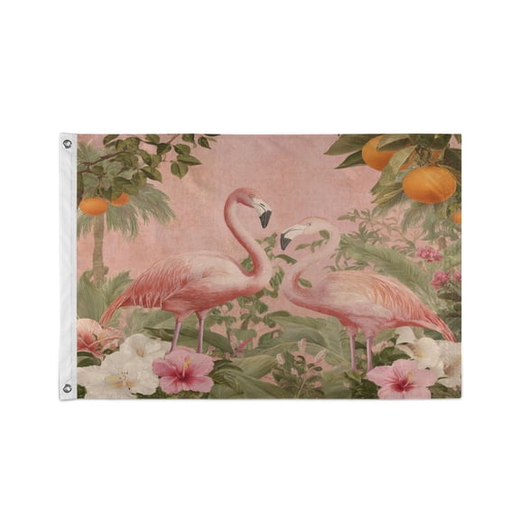 24x36 inch Garden Hanging Flag Square Double Sided Flag Garden Garage nd Patio Decorative Flag Flamingos in Tropical Garden