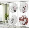 thumbnail image 5 of Ambesonne Japanese Shower Curtain, Floral Art on Umbrella, 69"Wx75"L, White and Red, 5 of 5