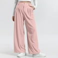 thumbnail image 2 of XFLWAM Women's Work Slacks Wide Leg Elastic High Waisted Waffle Knit Palazzo Pants Casual Business Dress Trousers with Pockets Pink S, 2 of 7