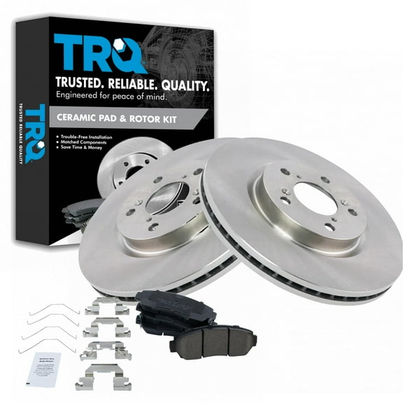 TRQ Front Brake Pad & Rotor Kit Brake Pads Brake Rotor Ceramic Fits Select 2011-2014 Honda Odyssey