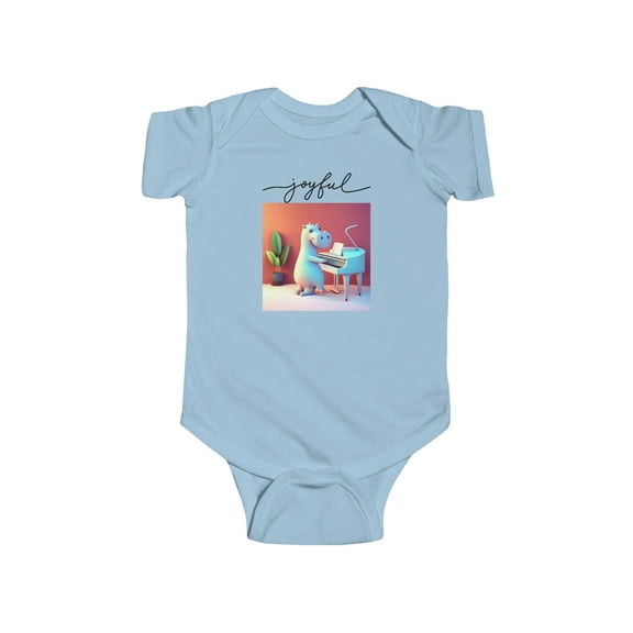 Infant Fine Jersey Bodysuit Joyful Hippo Playing Piano