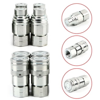 Heavy-Duty Hydraulic Quick Connect Coupler Set – 1/2" Body, 5/8" ORFS Thread, Flat Face Bulkhead, ISO 16028, With Dust Caps For Bobcat & Skid Steer Loaders | Model TL26