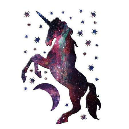 AkoaDa Cartoon Cute Magic Unicorn Stars Moon Galaxy Wall Sticker for Kids Girls Rooms Nursery Wallpaper Home Decor Wall Decals