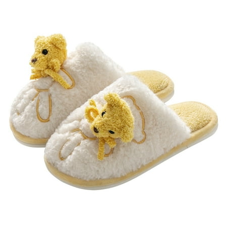 

Gubotare Women Slippers Women s Comfortable House Slippers with Memory Foam Soft Knitted Bedroom Shoes with Warm Plush Lining Yellow 7.5