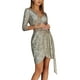 thumbnail image 2 of TRKIYQC Vestido sexy de lentejuelas para mujer, sexy, cuello en V profundo, manga larga, con purpurina, mini vestido de cóctel, baile, fiesta bodycon TRKIYQC Moda，ocio, 2 of 9