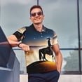 thumbnail image 4 of Rateoe Azure Sky Western Desert Cowboy Pattern Men's Short Sleeve Polo Shirts, Golf Polo Shirts Short Sleeve Performance Moisture Wicking Dry-Medium, 4 of 6