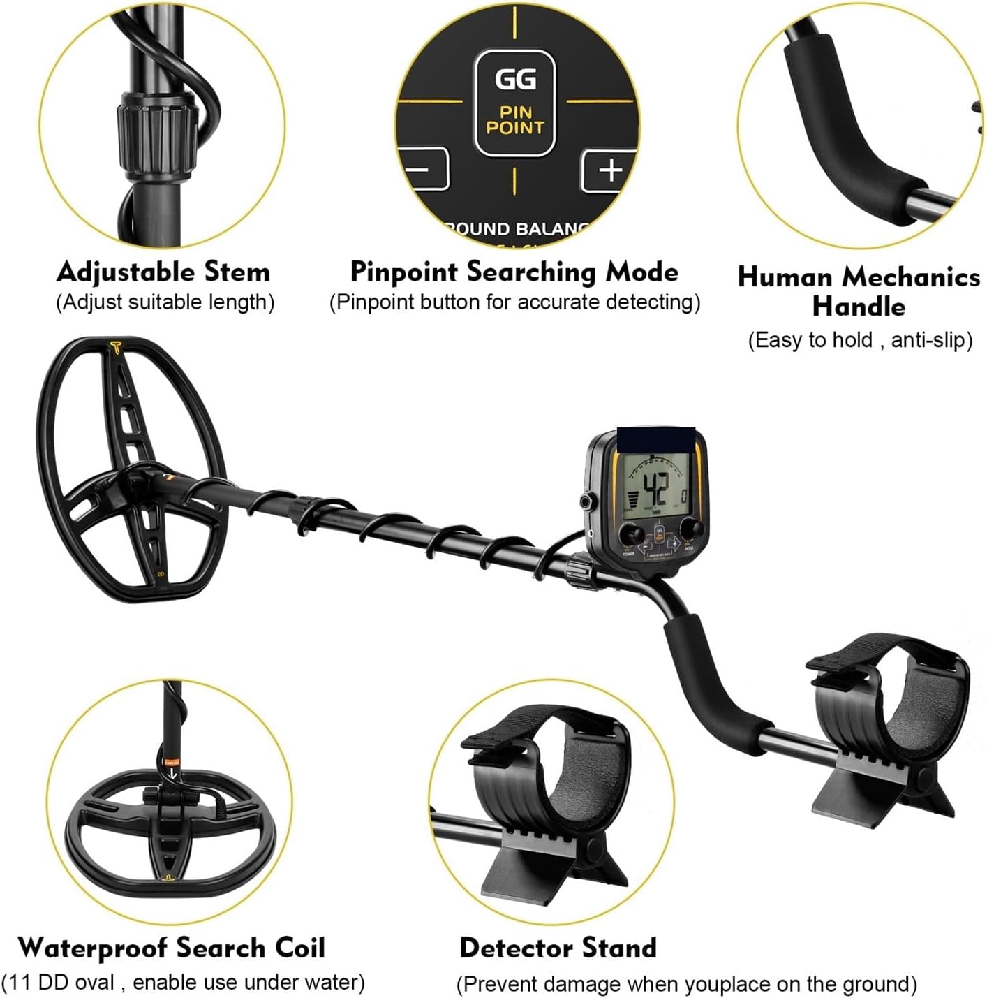 Professional Underwater Metal Detector, 100FT Waterproof Pinpointer with Pulse Induction Technology, High Sensitivity Gold Finder for Diving, Beach & Treasure Hunting