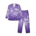 thumbnail image 1 of Fotbe Snowfall Sky White Purple Pijama de Hombre con Estampado de Manga Larga, Conjunto de 2 Piezas, Ropa de Dormir Suave y Cómoda con Bolsillos-Small, 1 of 7