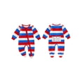thumbnail image 2 of BemeyourBBs Newborn Baby Girl Boy 4th of July Outfit Footed Romper FootieJumpsuit Infant Baby Patriot Independent Day Clothes American Flag Stripe Print Ruffles Long Sleeve Zipper Romper Headband Set, 2 of 8