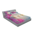 thumbnail image 2 of Ambesonne Peace Fitted Sheet & Pillow Sham Set, Japanese Candle Sakura, Calking, Lavender Pink Blue, 2 of 2