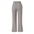 thumbnail image 5 of KDFJPTH Women Pants Trendy Pocket Wide Loose Solid Linen Leg Bage Linen Petite Trousers, 5 of 7