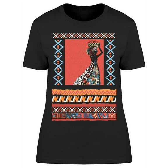 Black Woman Ethnic Ornaments T-Shirt Women -Image by Shutterstock, Female Large