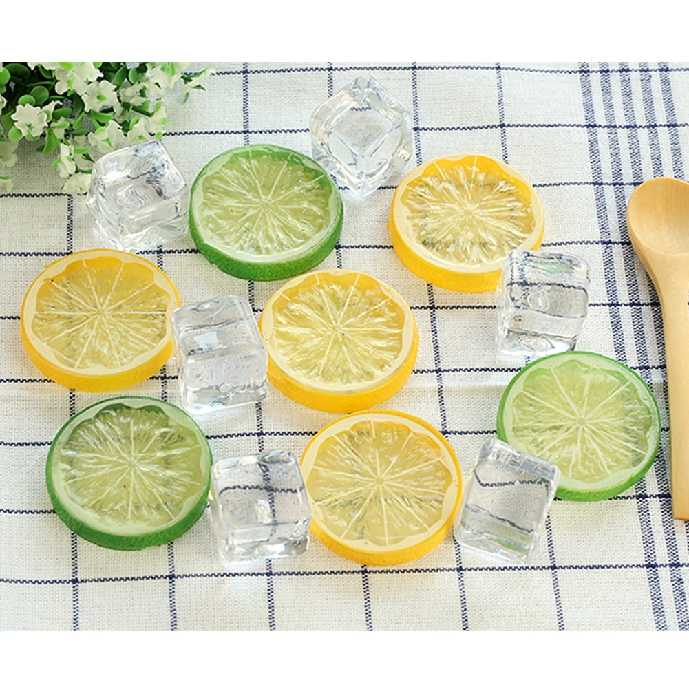 10pcs Artificial Lemon Slice Fake Foam Lifelike Fruit Model for Party Home Decor
