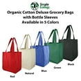 thumbnail image 2 of Simple Ecology Deluxe Organic Cotton Canvas Reusable Grocery Shopping Tote Bag with Bottle Sleeves - Green 3 Pack, 2 of 6