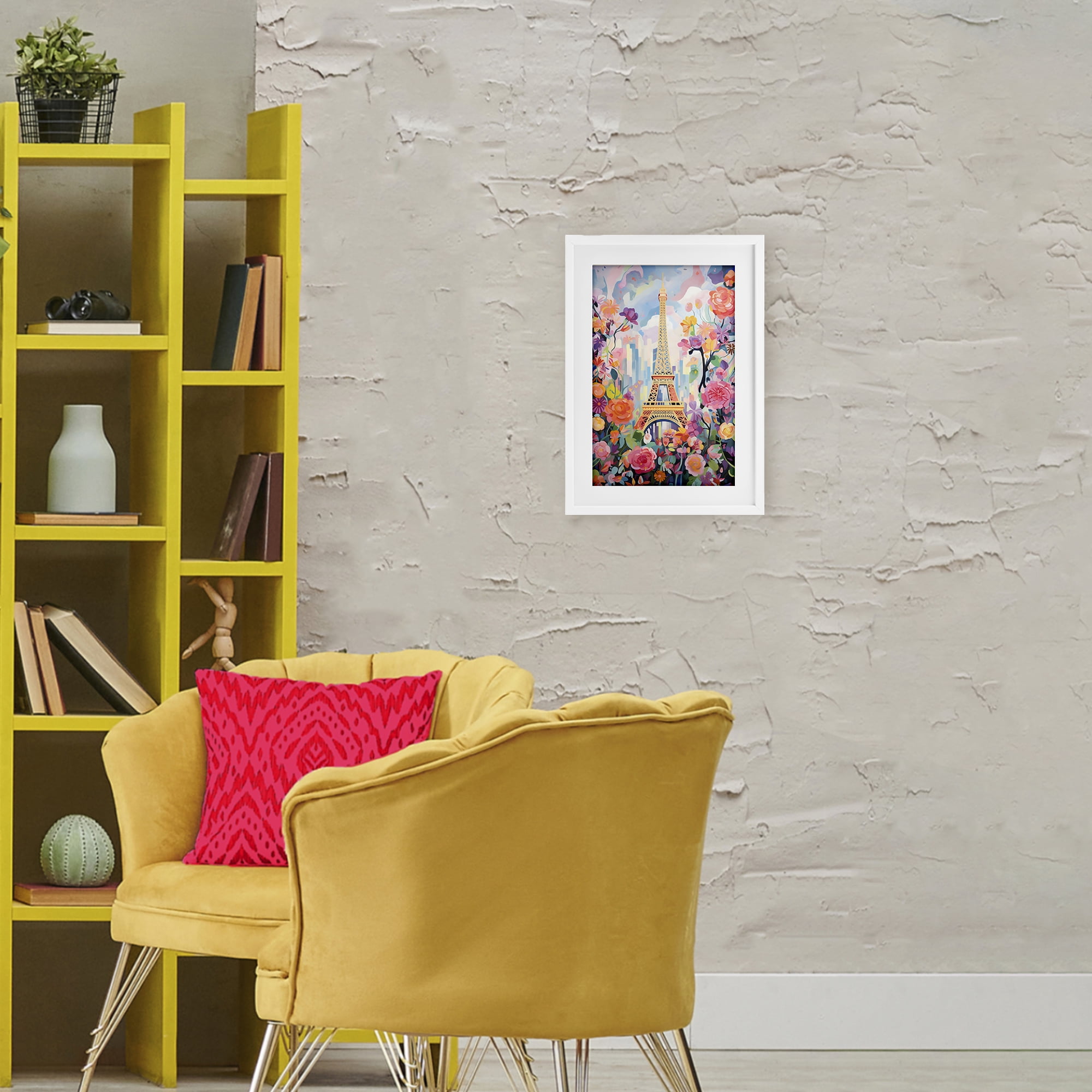 Stupell Industries Eiffel Tower Surrounded By Florals White Framed Print Under Glass, design by Creative Studio